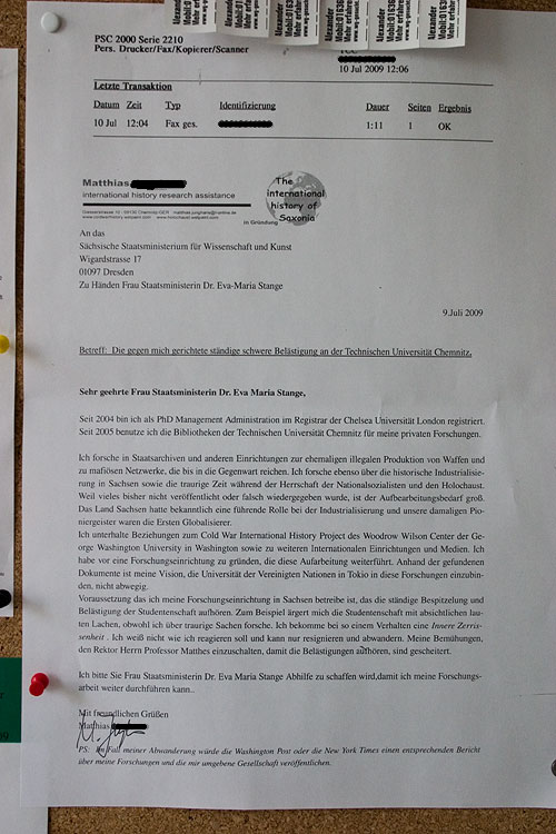 Skurriler Brief an der TU Chemnitz